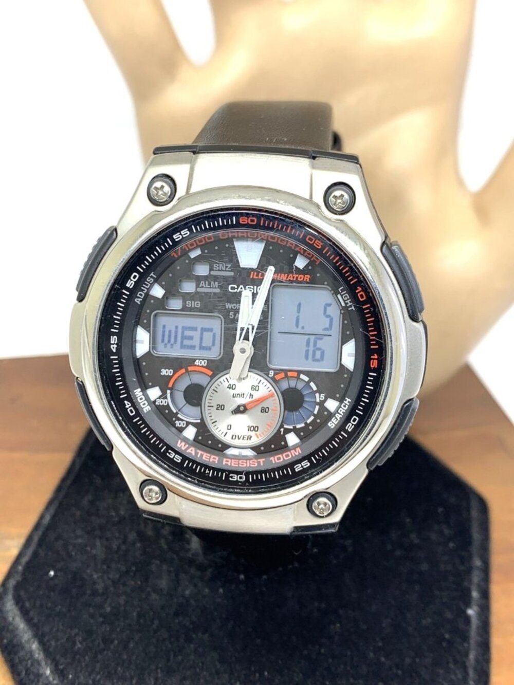 Casio Men's Watch AQ190W Quartz Analog Digital World Time Black Resin 5082